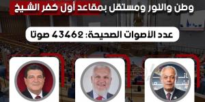 وفقا
      للحصر
      العددي..
      فوز
      مرشحو
      مستقبل
      وطن
      والنور
      ومستقل
      بمقاعد
      أول
      كفر
      الشيخ