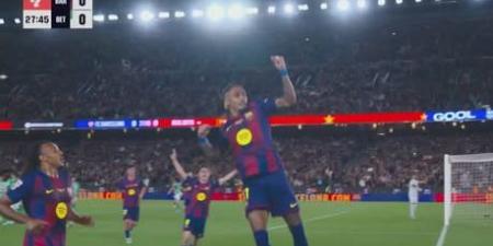 برشلونة ضد ريال بتيس.. ملخص اهداف ونتيجه مباراة برشلونة وريال بيتيس في الدوري الإسباني بعد هدف رافينيا