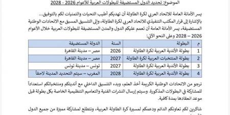 مصر تستضيف بطولتي تنس الطاولة العربية 2026 و2027
