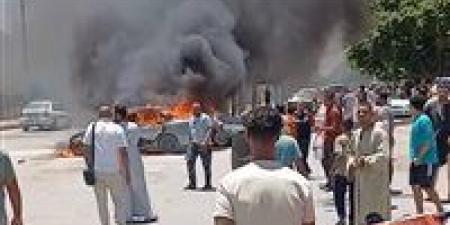 حرق يلتهم سيارتين في ميدان شلبي بالمنيا