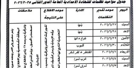 تعرف على جدول مواعيد تظلمات الشهادة الإعدادية 2026