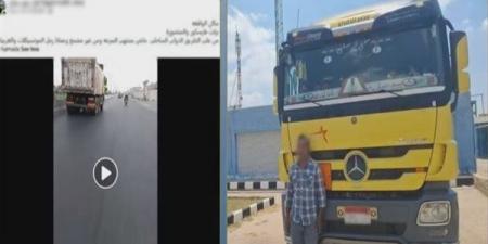 ضبط سائق نقل ثقيل بالدقهلية بعد سيره برعونة وتساقط الرمال من حمولة السيارة بالطريق