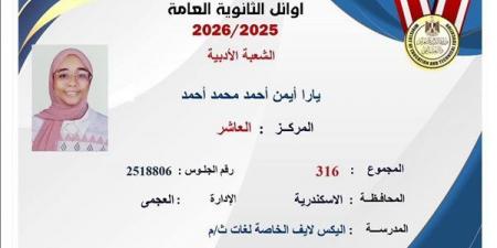 يارا أيمن العاشرة على الجمهورية "أدبي" بالإسكندرية: ما صدقتش نفسي من الفرحة وهدخل كلية الألسن