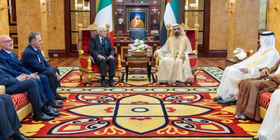 محمد بن راشد مستقبلاً الرئيس الإيطالي: نستثمر 40 مليار دولار في بلدهم .. والقادم أكثر تطوراً