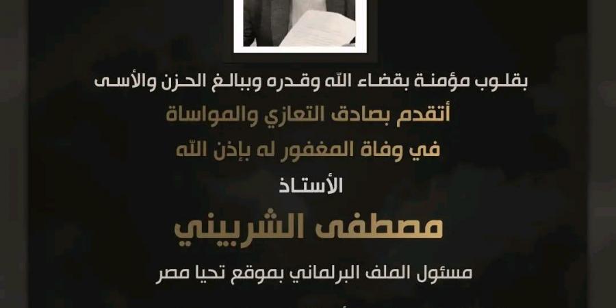 النائب أحمد عبد الجواد ينعى مصطفى الشربيني مسؤول الملف البرلماني بموقع "تحيا مصر"