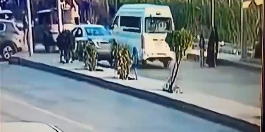 حادث مروع لميكروباص طائش، لحظة دهس مرعبة لجدين وأحفادهما على كورنيش حلوان (فيديو)